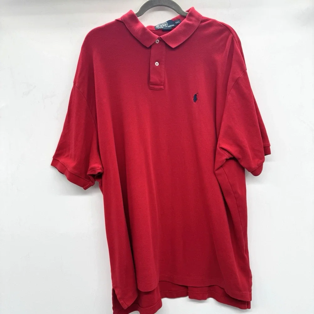POLO Ralph Lauren Men's Cotton Knit Polo Shirt Sz XXL Red Preppy Office Soft